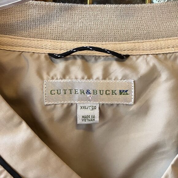Cutter & Buck Pull Over Windbreaker Tan Khaki Size XXL V Neck Long Sleeve Golf - Picture 2 of 14